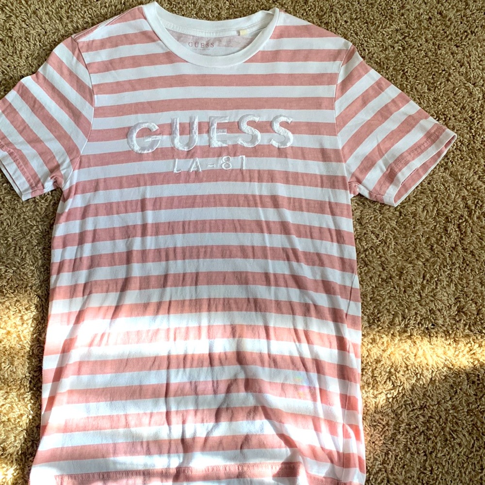 Pink and White Striped Guess Tee